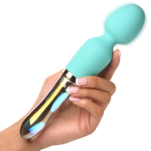 10X Turquoise Dual Ended Silicone and Glass Wand-0