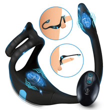 Load image into Gallery viewer, Vibrating Silicone Cock Ring and Anal Stimulator-0