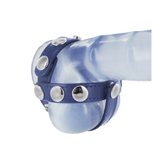 Load image into Gallery viewer, Blue Leather Cock and Ball Harness