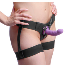 Load image into Gallery viewer, Bardot Garter Belt Strap On Harness with Silicone G-Spot Dildo