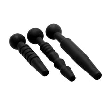 Load image into Gallery viewer, Dark Rods 3 Piece Silicone Penis Plug Set