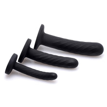 Load image into Gallery viewer, Trinity Strap-On Silicone 3 Piece Dildo Set – Black