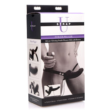 Load image into Gallery viewer, Power Pegger Black Silicone Vibrating Double Dildo with Harness