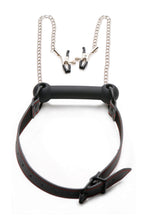 Load image into Gallery viewer, Silicone Bit Gag with Nipple Clamps