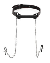 Load image into Gallery viewer, Silicone Bit Gag with Nipple Clamps