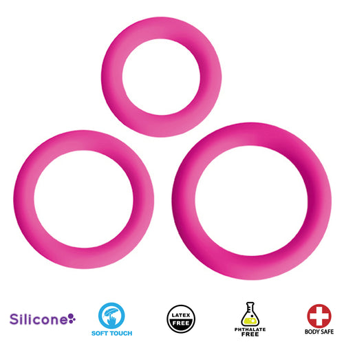 Love Ring Trio Silicone Cock Rings - Pink-0