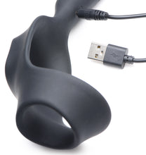 Load image into Gallery viewer, 10X P-Bomb Silicone Cock and Ball Ring with Vibrating Anal Plug