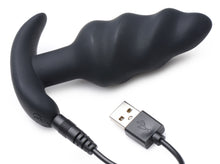 Load image into Gallery viewer, Remote Control 21X Vibrating Silicone Swirl Butt Plug - Black
