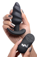 Load image into Gallery viewer, Remote Control 21X Vibrating Silicone Swirl Butt Plug - Black