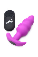 Load image into Gallery viewer, Remote Control 21X Vibrating Silicone Swirl Butt Plug - Purple