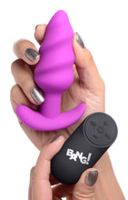 Load image into Gallery viewer, Remote Control 21X Vibrating Silicone Swirl Butt Plug - Purple
