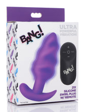 Load image into Gallery viewer, Remote Control 21X Vibrating Silicone Swirl Butt Plug - Purple