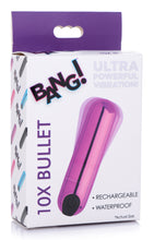 Load image into Gallery viewer, 10X Rechargeable Vibrating Metallic Bullet - Purple