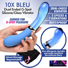 Load image into Gallery viewer, 10X Bleu Dual Ended G-Spot Silicone and Glass Vibrator