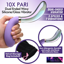 Load image into Gallery viewer, 10X Pari Dual Ended Wavy Silicone and Glass Vibrator