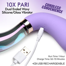 Load image into Gallery viewer, 10X Pari Dual Ended Wavy Silicone and Glass Vibrator