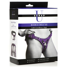 Load image into Gallery viewer, Bodice Deluxe Leather Corset Harness - Purple-5