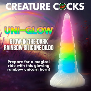 Uni-Glow Glow-In-The-Dark Rainbow Silicone Dildo-1