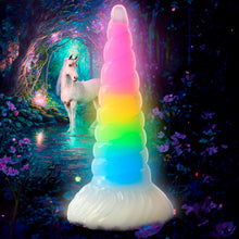 Load image into Gallery viewer, Uni-Glow Glow-In-The-Dark Rainbow Silicone Dildo-0