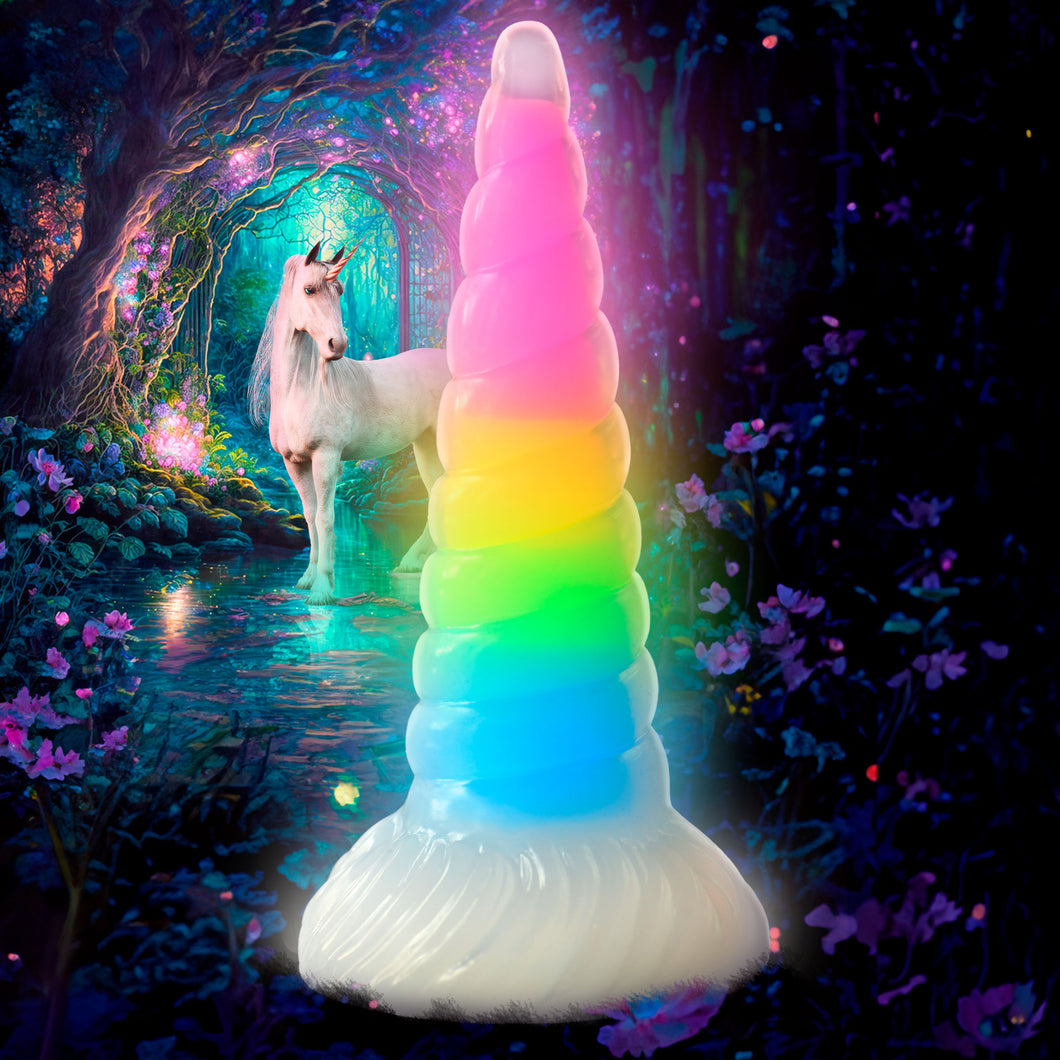 Uni-Glow Glow-In-The-Dark Rainbow Silicone Dildo-0