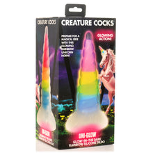 Load image into Gallery viewer, Uni-Glow Glow-In-The-Dark Rainbow Silicone Dildo-8