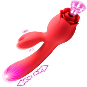 Blooming Bunny Sucking and Thrusting Silicone Rabbit Vibrator-0