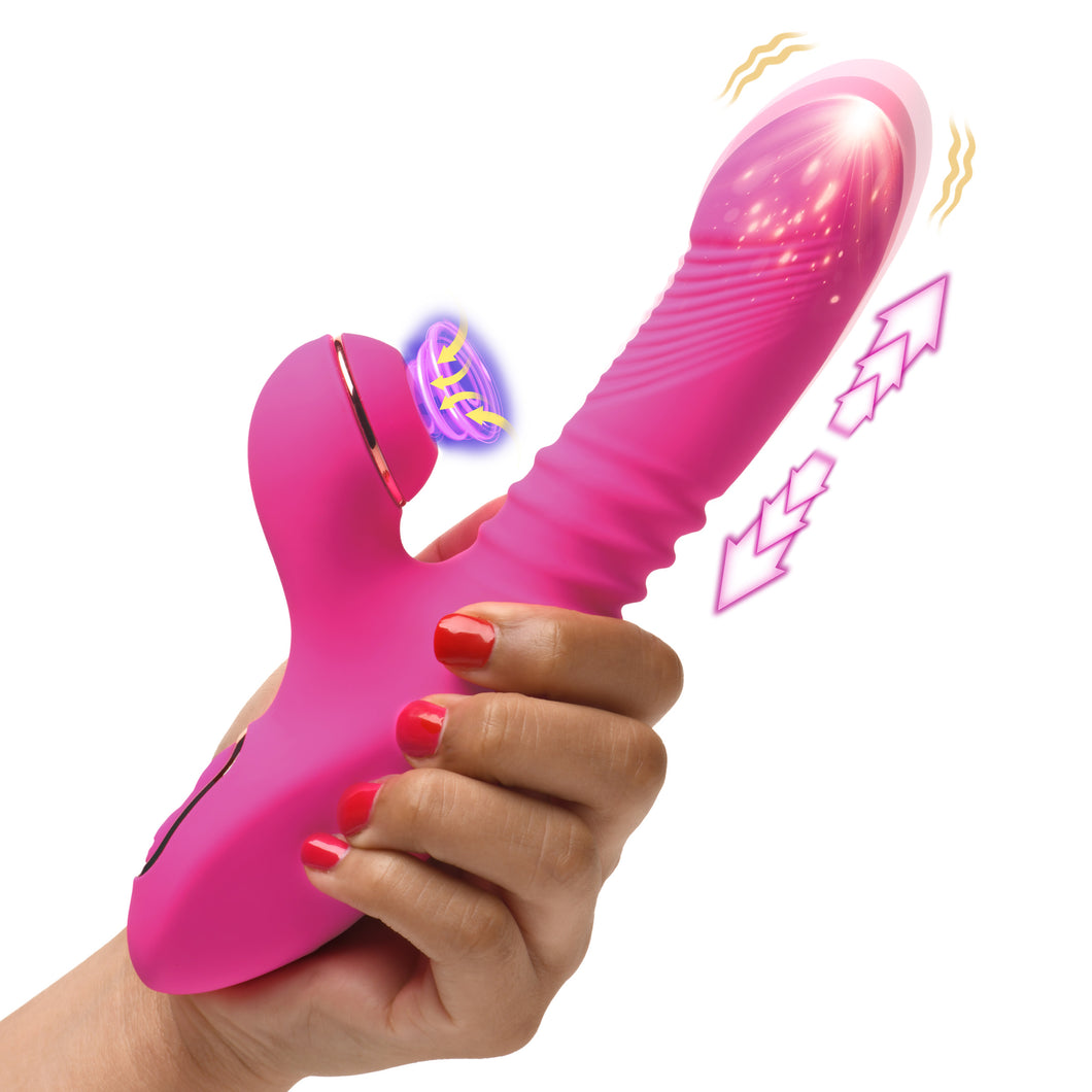 Pro-Thrust Thrusting Suction Silicone Rabbit Vibrator-0