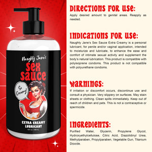 Naughty Jane's Sex Sauce Extra Creamy Lubricant - 16oz-8