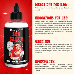 Naughty Jane's Sex Sauce Extra Creamy Lubricant - 8oz-8