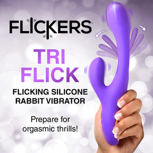 Tri Flick Silcione Flicking Rabbit Vibrator-1