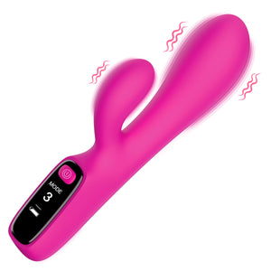 Silicone Rabbit Vibrator with Digital Display-0