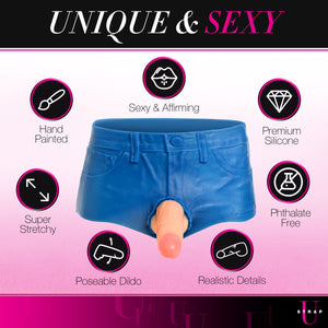 Booty Shorts 6 Inch Dildo Silicone Strap On Harness - Small-4