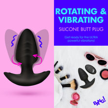 Load image into Gallery viewer, Rotating and Vibrating Silicone Butt Plug - Black-1