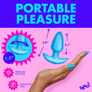 Rotating and Vibrating Silicone Butt Plug - Blue-4