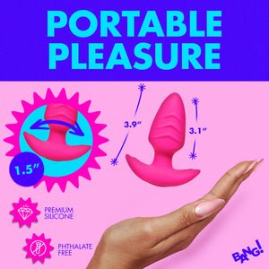 Rotating and Vibrating Silicone Butt Plug - Pink-4