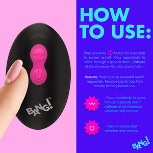 Rotating and Vibrating Silicone Butt Plug - Pink-6