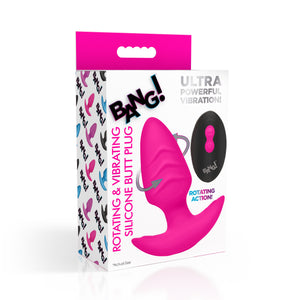 Rotating and Vibrating Silicone Butt Plug - Pink-7