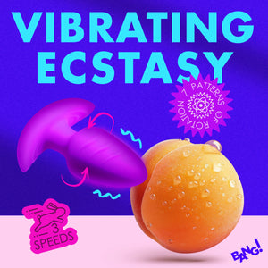 Rotating and Vibrating Silicone Butt Plug - Purple-2