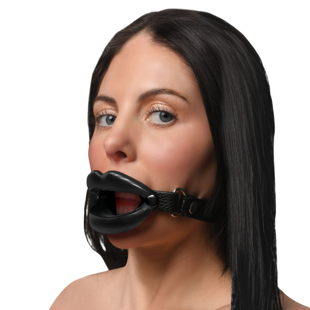 Juicy Lips Silicone Open Mouth Gag - Black-0