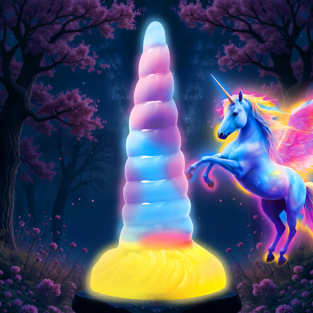 Unicorn Glow-in-the-Dark Vibrating Silicone Dildo-0