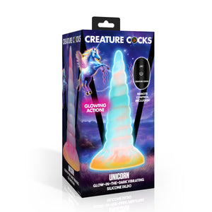 Unicorn Glow-in-the-Dark Vibrating Silicone Dildo-5