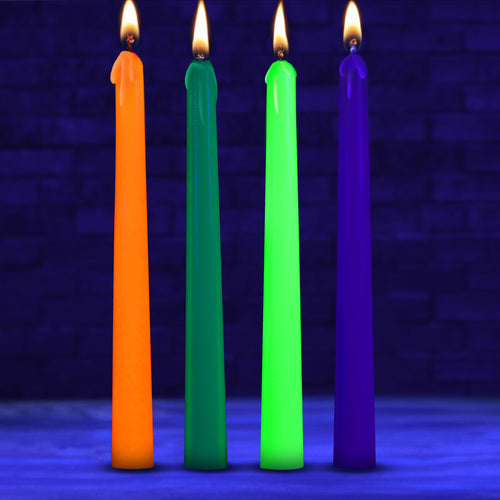 Glow Wax UV Blacklight Reactive Drip Candles Set of 4-0