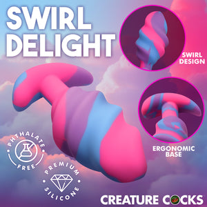 Unicorn Swirl Silicone Butt Plug - Large-1