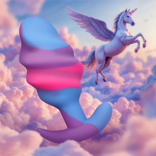 Unicorn Swirl Silicone Butt Plug - Large-0