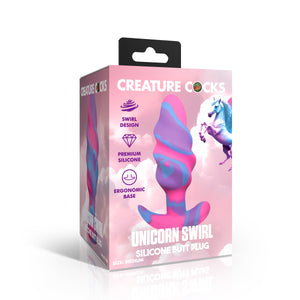 Unicorn Swirl Silicone Butt Plug - Large-4