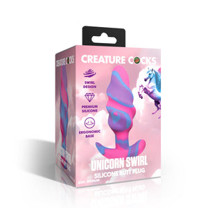 Unicorn Swirl Silicone Butt Plug - Med-4