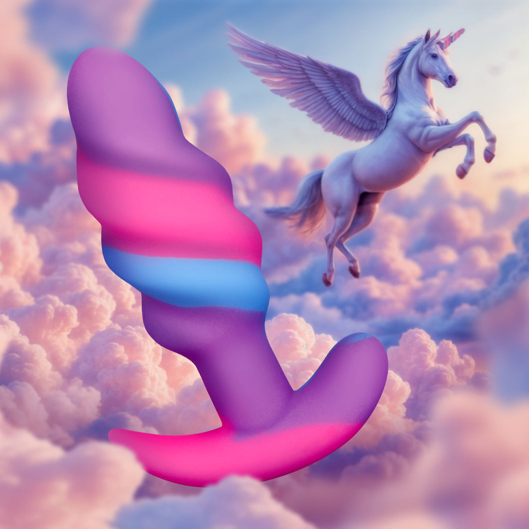 Unicorn Swirl Silicone Butt Plug - Small-0