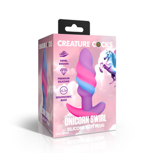 Unicorn Swirl Silicone Butt Plug - Small-4