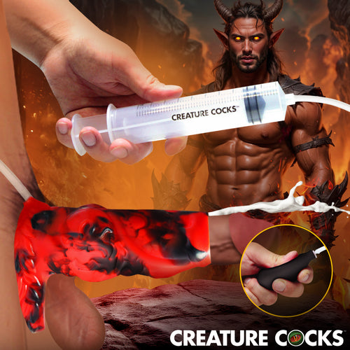 Hell Hound Squirting Silicone Penis Enhancer - Red-0