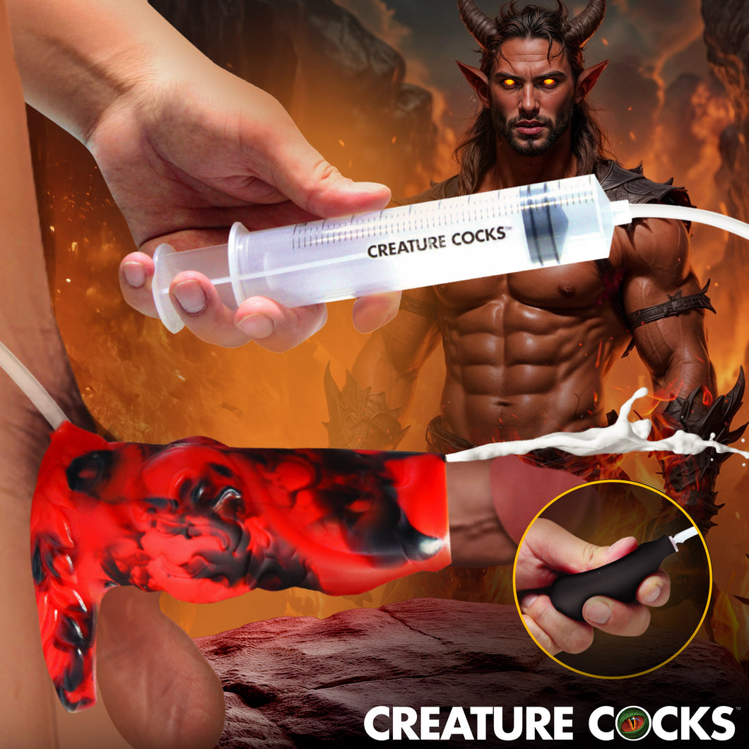 Hell Hound Squirting Silicone Penis Enhancer - Red-0